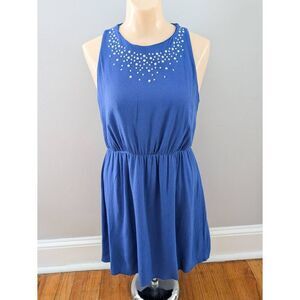 Everly Anthropologie Royal Blue Pearl Detail Mini Dress